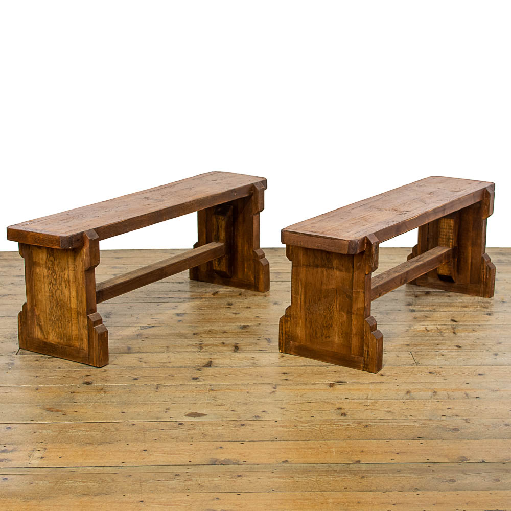 Pair of Rustic Wooden Benches M4566 Penderyn Antiques
