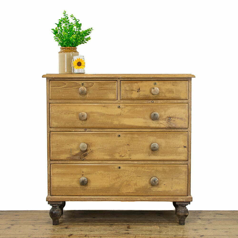Victorian Antique Stripped Pine Chest of Drawers