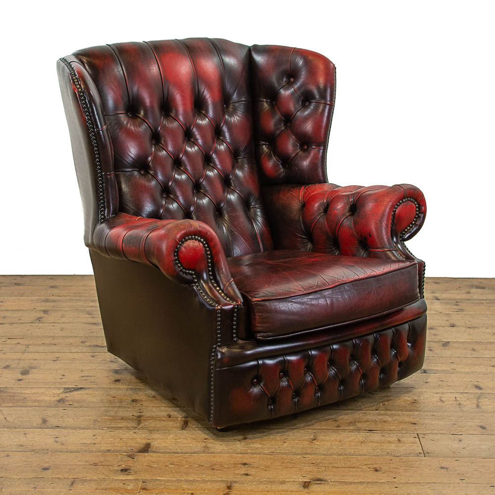 Oxblood Red Leather Chesterfield Armchair