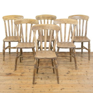 M-4710 Set of Six Antique Pine Kitchen Chairs Penderyn Antiques (2)
