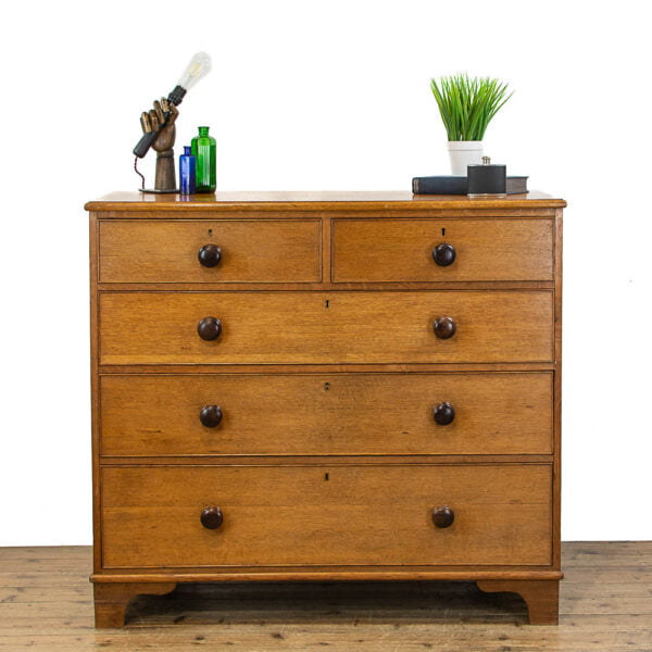 M-4751 19th Century Antique Pale Oak Chest of Drawers Penderyn Antiques (1)