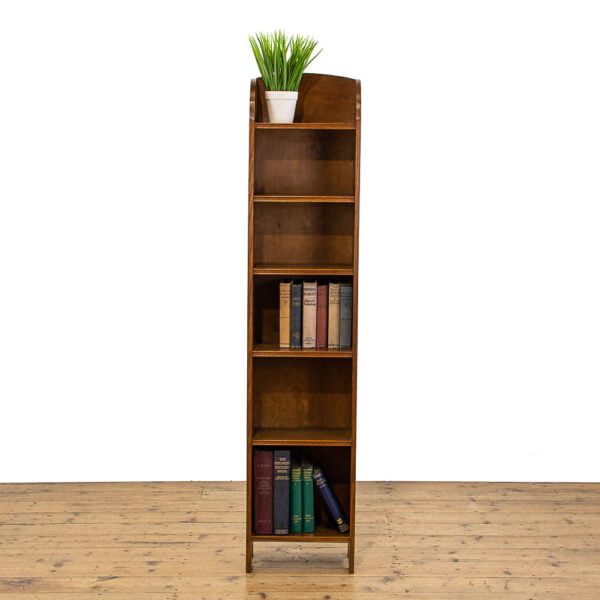 M-4758 Antique Oak Slimline Open Bookcase Penderyn Antiques (1)