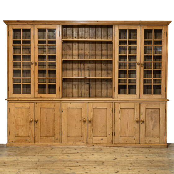 M-4767 Large Early 20th Century Antique Pine Library Bookcase Penderyn Antiques (1)