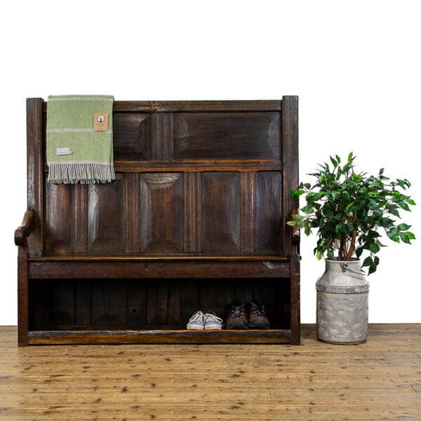 M-4781 18th Century Antique Oak Settle Penderyn Antiques (1)