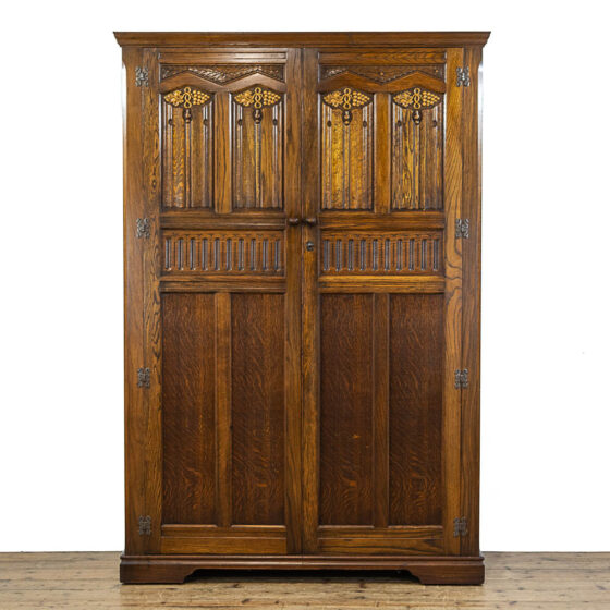 M-4786 Vintage Carved Oak Wardrobe Penderyn Antiques (2)