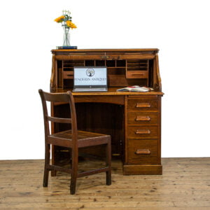 M-4797 Antique Oak Roll Top Desk by ‘Entirely English Make - H.L.L’ Penderyn Antiques (1)