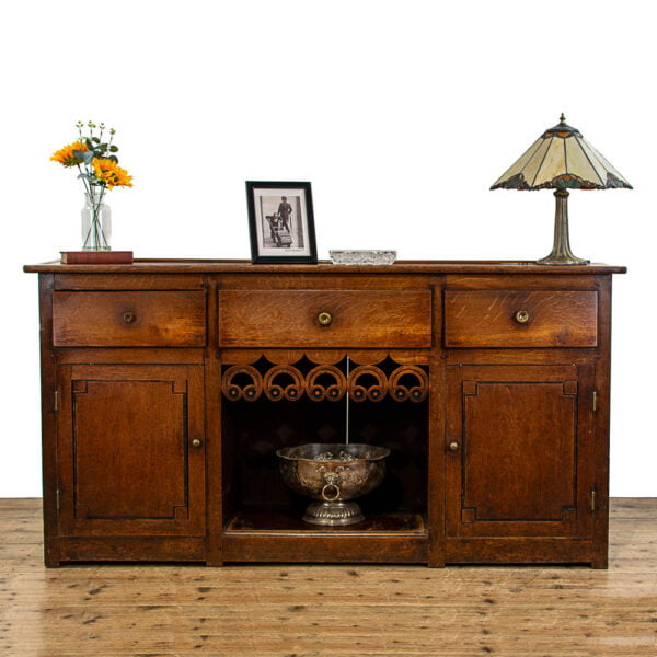 M-4803b Antique Oak Dresser Base Penderyn Antiques (1)