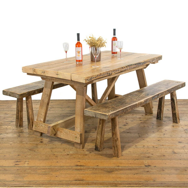 M-4804 M-4805 French Farmhouse Style Kitchen Table and Bench Set Penderyn Antiques (1)