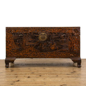 M-4809 Chinese Carved Camphor Wood Trunk Penderyn Antiques (1)