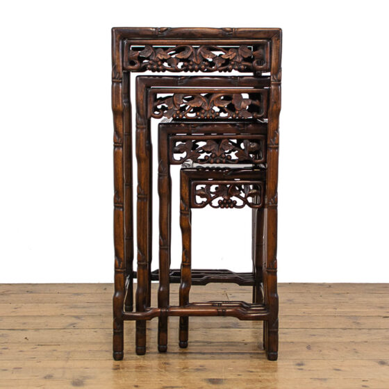 M-4812 Antique Chinese Carved Quartetto Nest of Tables Penderyn Antiques (5)