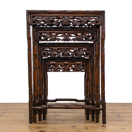 M-4812 Antique Chinese Carved Quartetto Nest of Tables Penderyn Antiques (6)