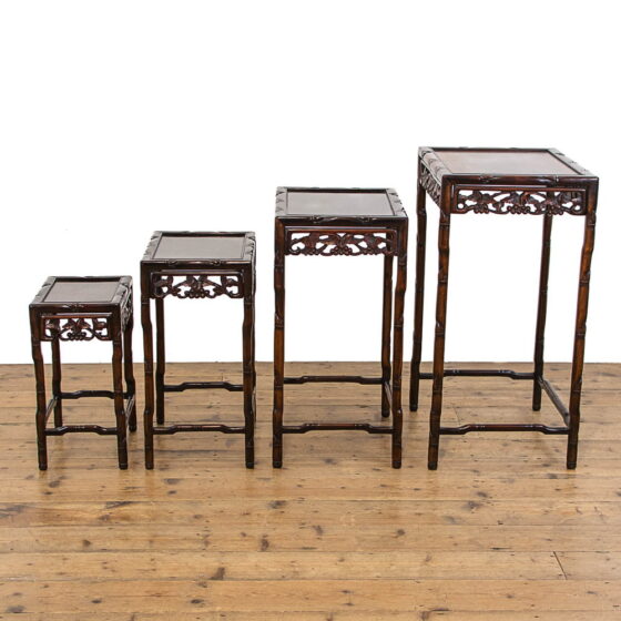 M-4812 Antique Chinese Carved Quartetto Nest of Tables Penderyn Antiques (7)