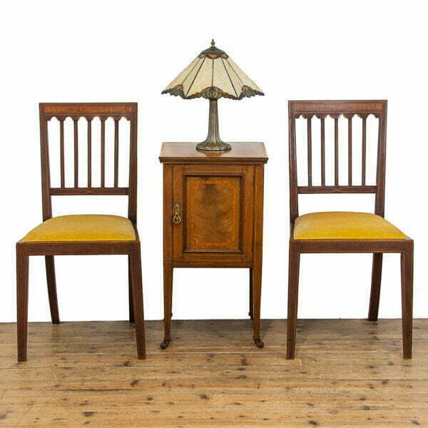 M-4819 M-4820 Edwardian Mahogany Cupboard with Two Matching Chairs Penderyn Antiques (1)