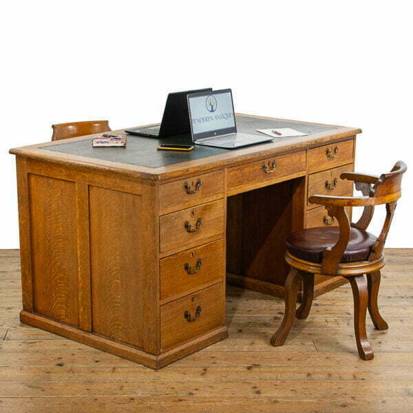 M-4824 Large Antique Oak Partners Desk Penderyn Antiques (1)