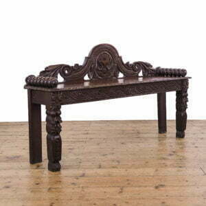 M-4852 Victorian Antique Carved Oak Hall Bench Penderyn Antiques (1)