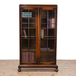M-4853 Antique Oak Glazed Bookcase Penderyn Antiques (1)