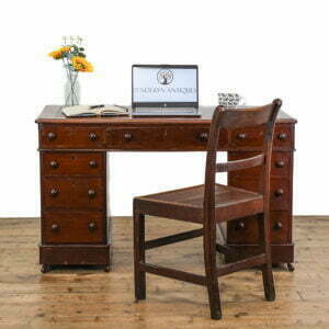 M-4858 Victorian Antique Mahogany Pedestal Writing Desk Penderyn Antiques (1)