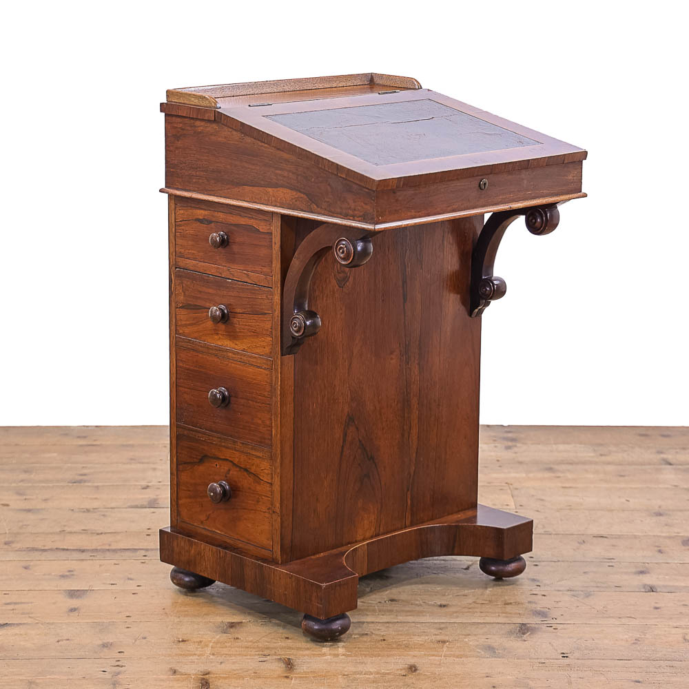 Small Victorian Antique Rosewood Davenport Desk