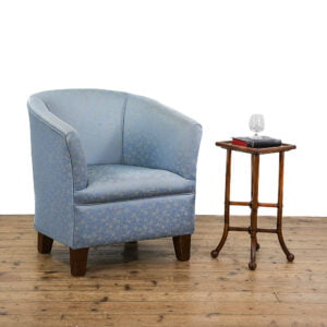 M-4861 Horseshoe Shaped Tub Chair with Blue Fabric Upholstery Penderyn Antiques (1)