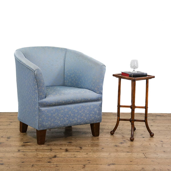 M-4861 Horseshoe Shaped Tub Chair with Blue Fabric Upholstery Penderyn Antiques (1)