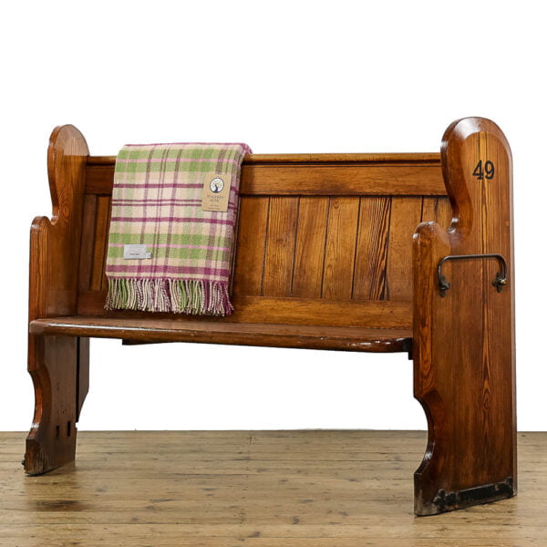 M- 4225 Antique Pitch Pine Church Pew Penderyn Antiques (1)