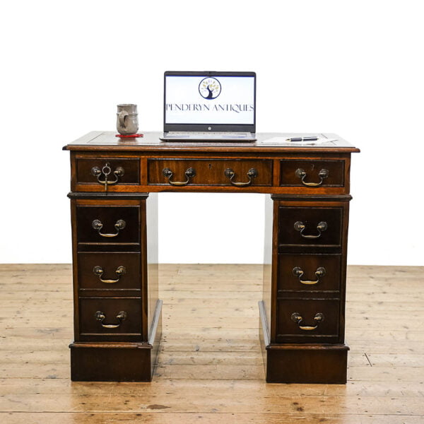 M- 4877 Antique Mahogany Pedestal Writing Desk Penderyn Antiques (1)