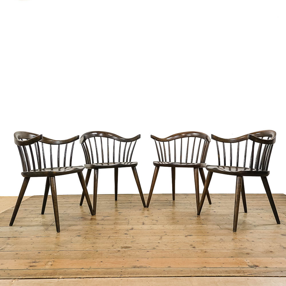 Set of Four Ercol Style Cowhorn Chairs