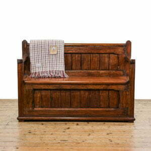 M- 4896 Reclaimed Pitch Pine Settle with Storage Penderyn Antiques (1)