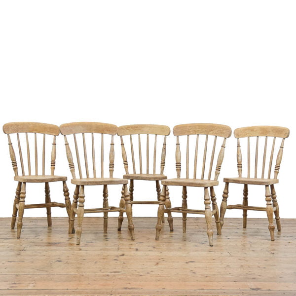 M- 4897 Set of Five Victorian Antique Pine Kitchen Chairs Penderyn Antiques (1)