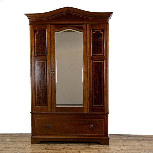 M- 4906 Antique Edwardian Mahogany Mirror Wardrobe Penderyn Antiques (1)