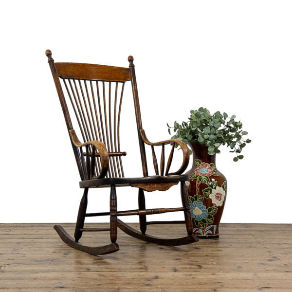 M- 4909 Antique Spindle Fan back Rocking Chair Penderyn Antiques (1)