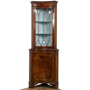 M-4848 Antique Georgian Style Concave Glazed Corner Cupboard Penderyn Antiques (1)