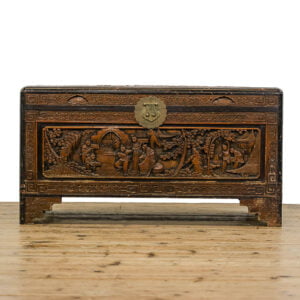 M-4867 Antique Oriental Carved Camphor Wood Trunk Penderyn Antiques (1)