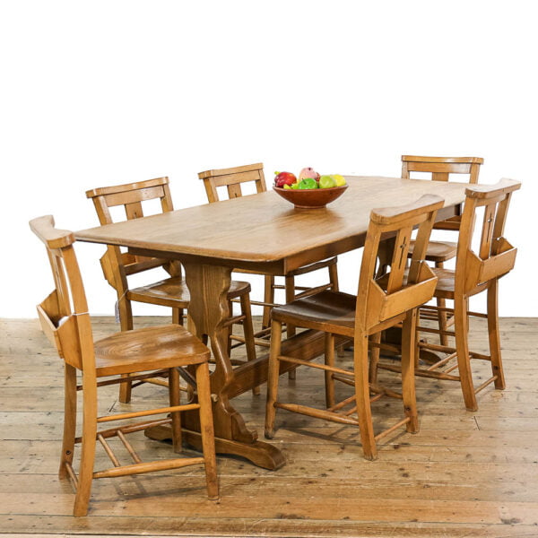 M-4934 Mid Century Light Elm Refectory Dining Table Penderyn Antiques (1)