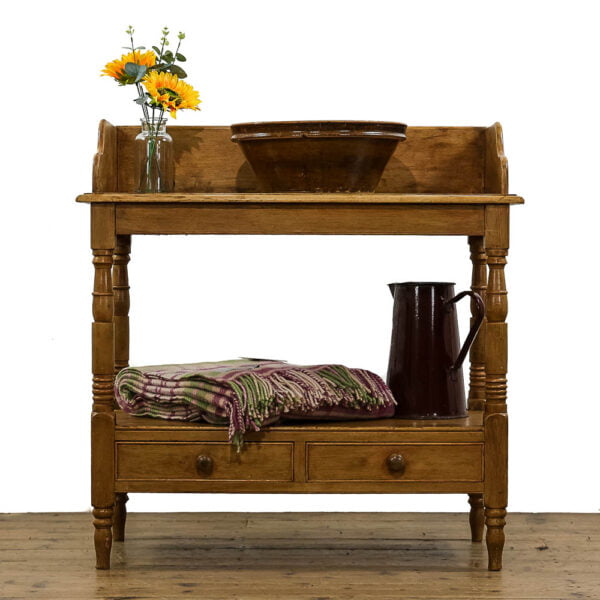 M-4973 Antique Pine Washstand Side Table with Drawers Penderyn Antiques (1)