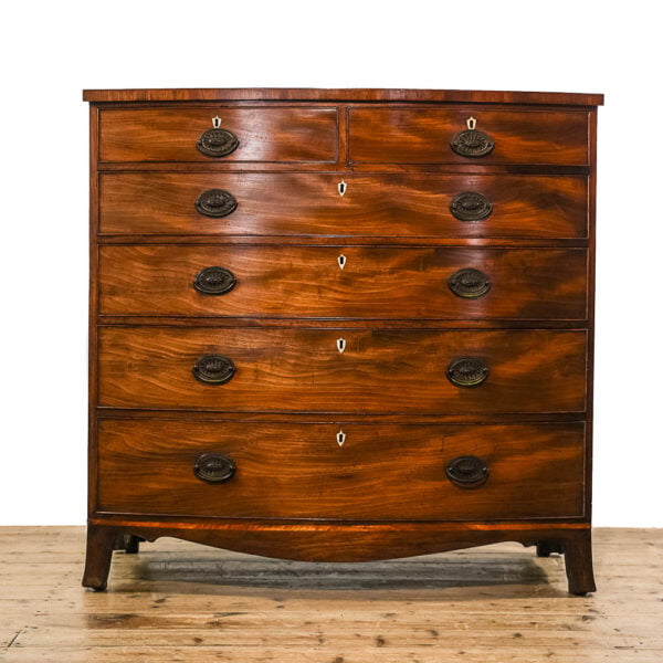 M-4978 Large Antique Mahogany Bow Front Chest of Drawers Penderyn Antiques (1)