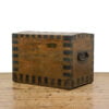 M-4989 Antique Oak and Metal Bound Trunk Penderyn Antiques (2)