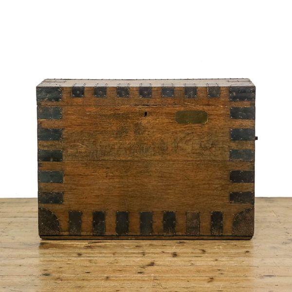 M-4989 Antique Oak and Metal Bound Trunk Penderyn Antiques (3)
