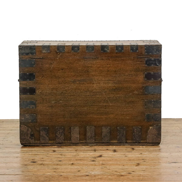 M-4989 Antique Oak and Metal Bound Trunk Penderyn Antiques (5)
