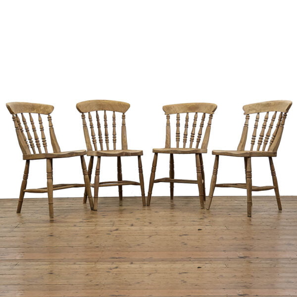 M-4990 Antique Four Victorian Pine Kitchen Chairs Penderyn Antiques (2)