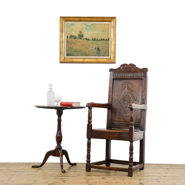 M-5023 Antique Oak Wainscot Armchair Penderyn Antiques (1)