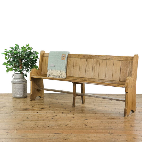 M-4836 Antique Pitch Pine Church Pew Penderyn Antiques (1)