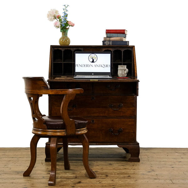 M-5002 Antique Edwardian Oak Bureau Penderyn Antiques (1)
