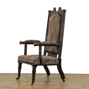M-5054 Antique 19th Century Upholstered Gothic Armchair Penderyn Antiques (1)