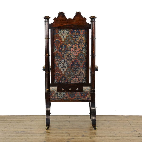 M-5054 Antique 19th Century Upholstered Gothic Armchair Penderyn Antiques (4)