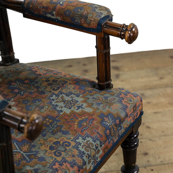 M-5054 Antique 19th Century Upholstered Gothic Armchair Penderyn Antiques (7)