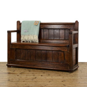 M-5060 Rustic Pine Settle with Storage Penderyn Antiques (1)