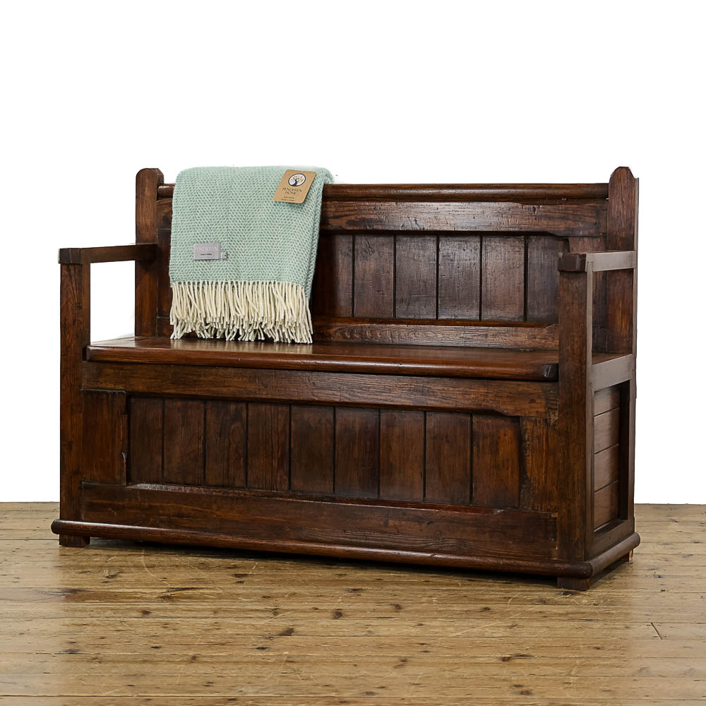 Rustic Pine Settle with Storage