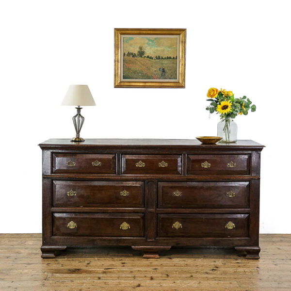 M-5067 Large Antique Oak Lancashire Chest of Drawers Penderyn Antiques (1)