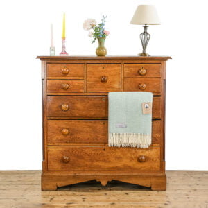 M-5081 Antique Victorian Pale Oak Scotch Chest of Drawers Penderyn Antiques (1)